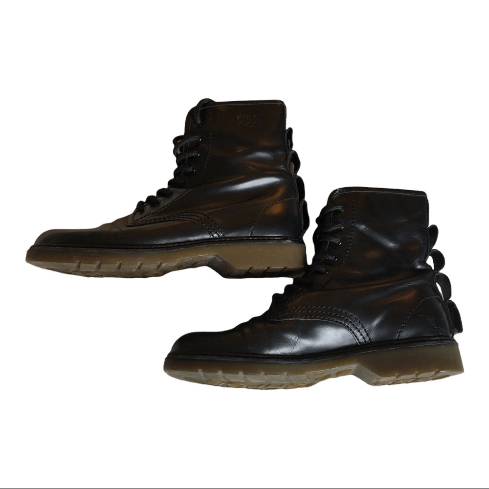 See by Chloe Black Leather Lace Up Combat Boots